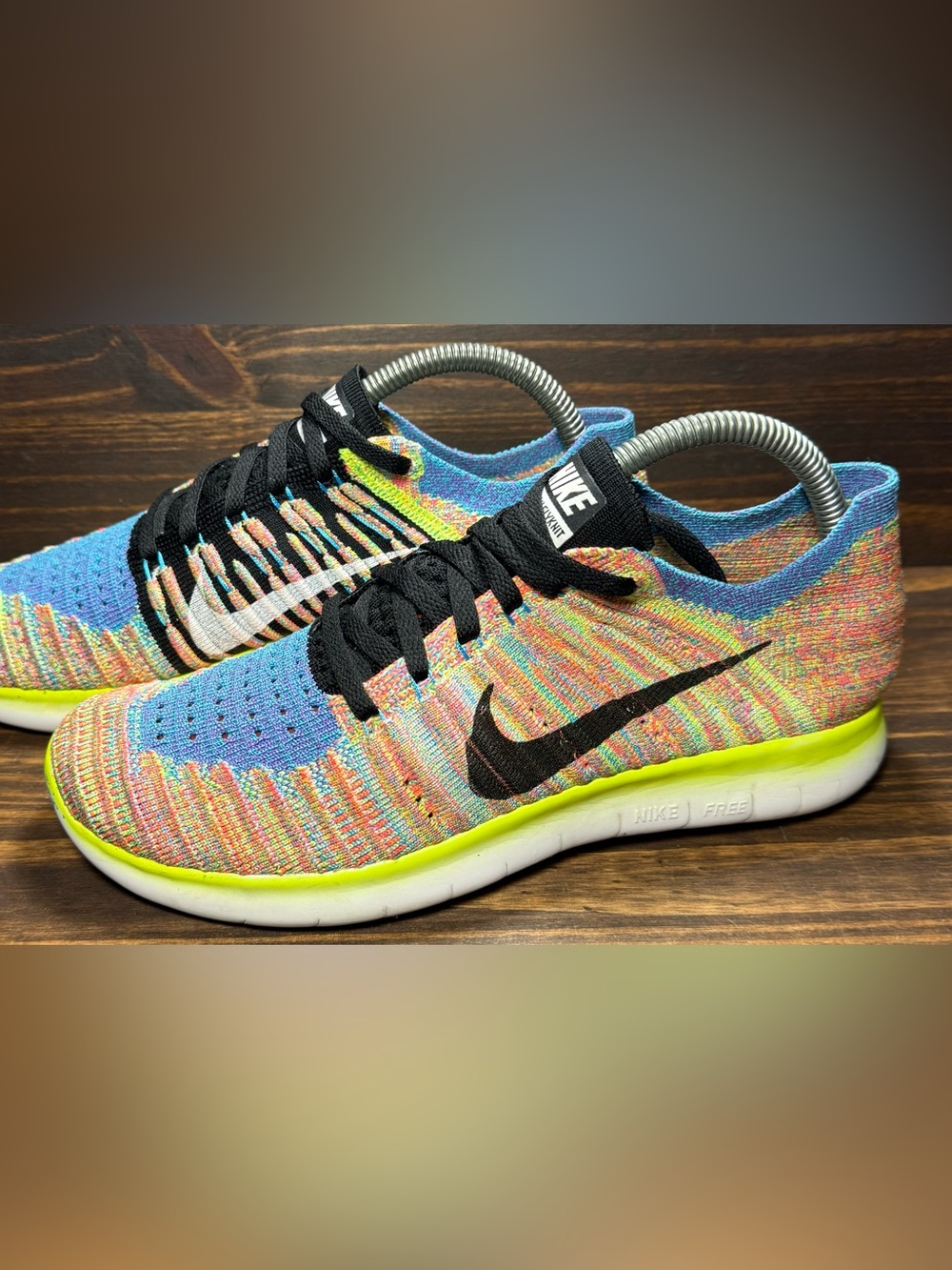 Nike Free Rn Flyknit Womens Size 7.5 Shoes Multicolor Athletic Sneakers